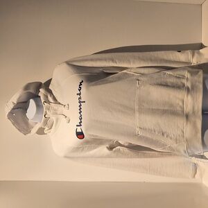 Champion Women's Hoodie Pullover Sweatshirt Small White Long Sleeve Front Pocket